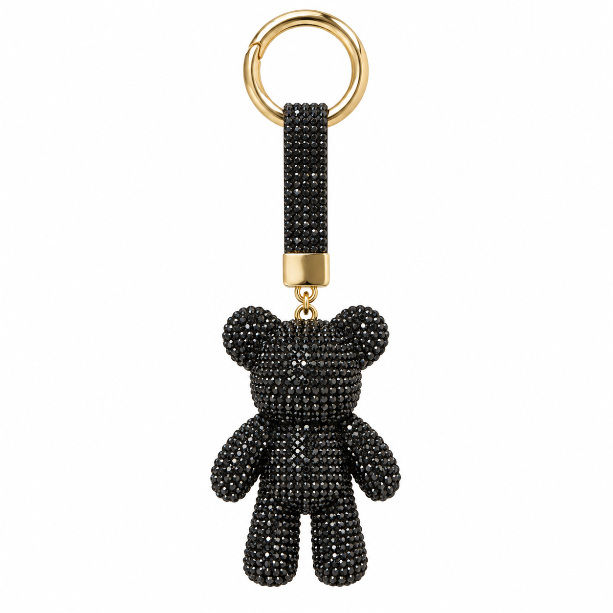 Bären-Schlüsselanhänger mit Strass – Schwarz